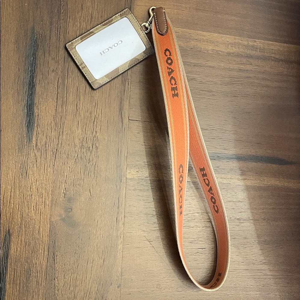 New Coach Classic Canvas Logo ID Card Lanyard